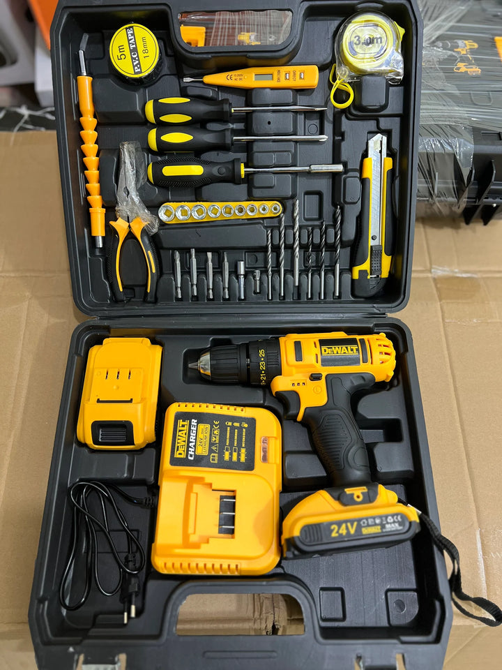 DEWALT 24V Drill Machine with Tool Kit Set Power and Precision in One Package