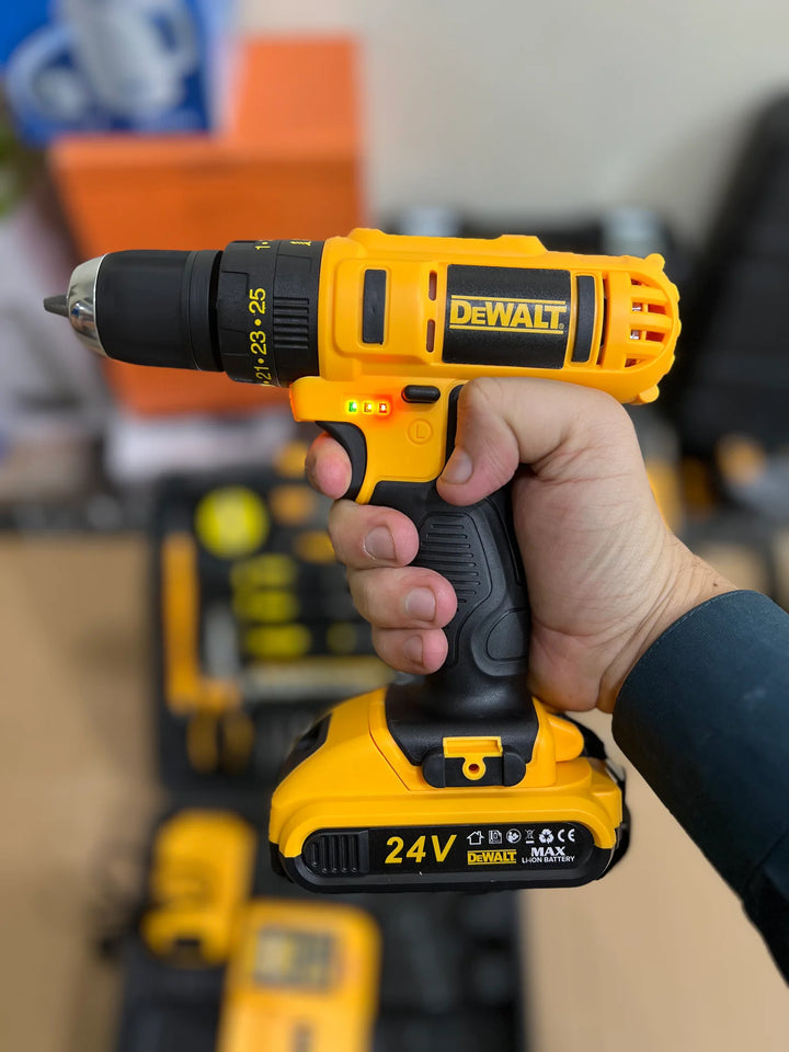 DEWALT 24V Drill Machine with Tool Kit Set Power and Precision in One Package