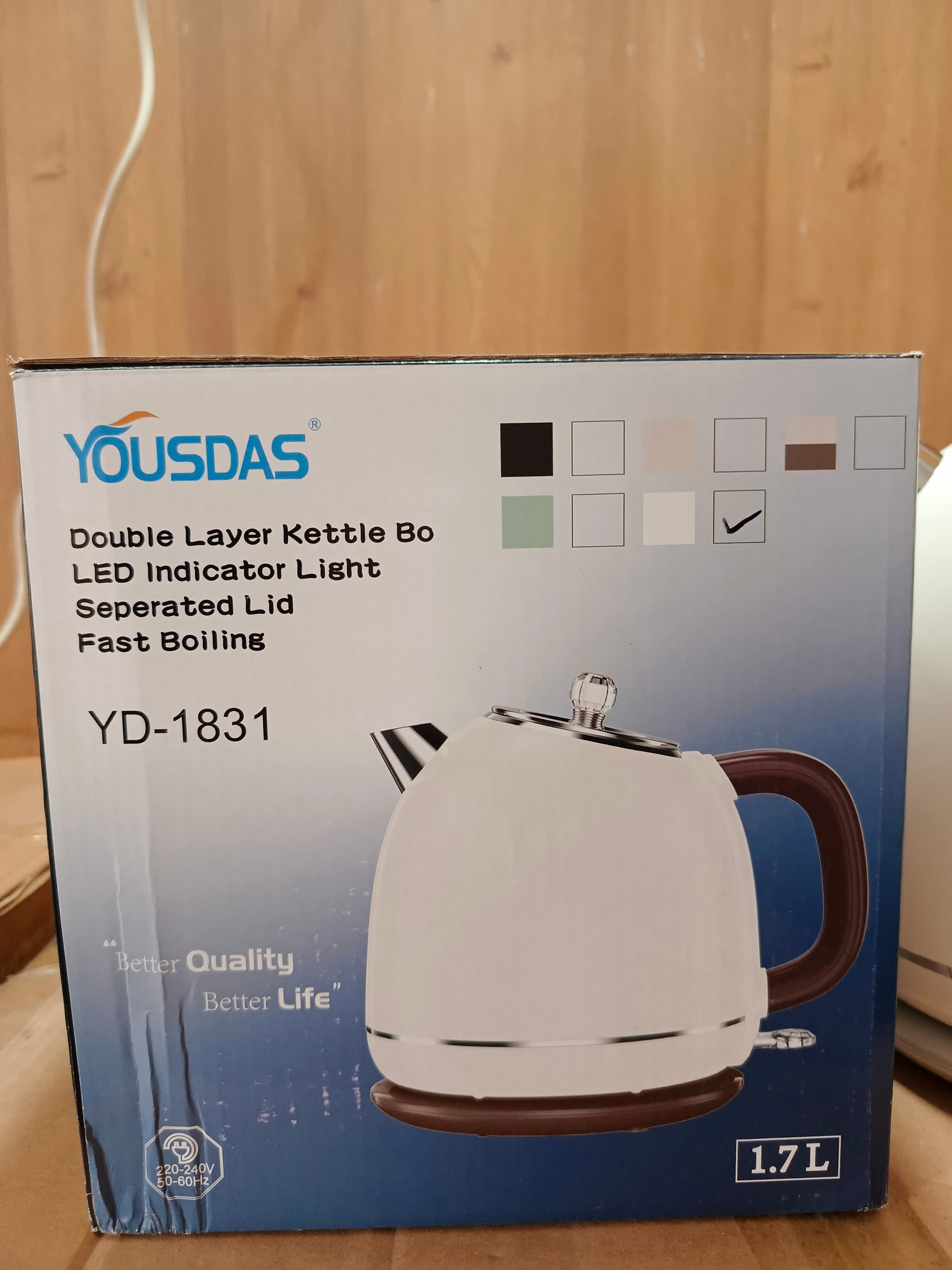 YOUSDAS Cool in Touch Electric Kettle 1.7 Ltr